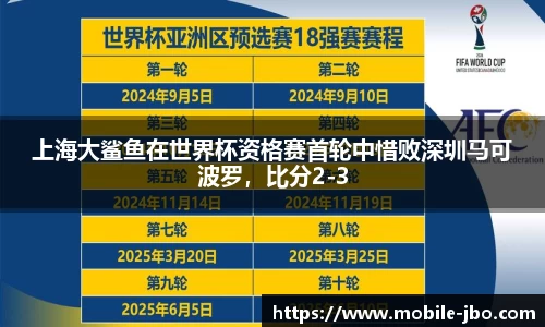 上海大鲨鱼在世界杯资格赛首轮中惜败深圳马可波罗，比分2-3